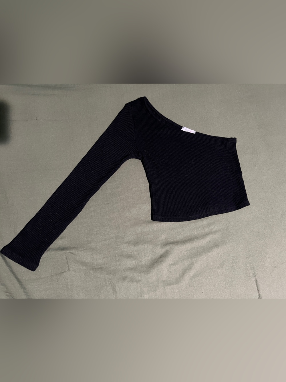 Black One-Arm Knit Crop Top